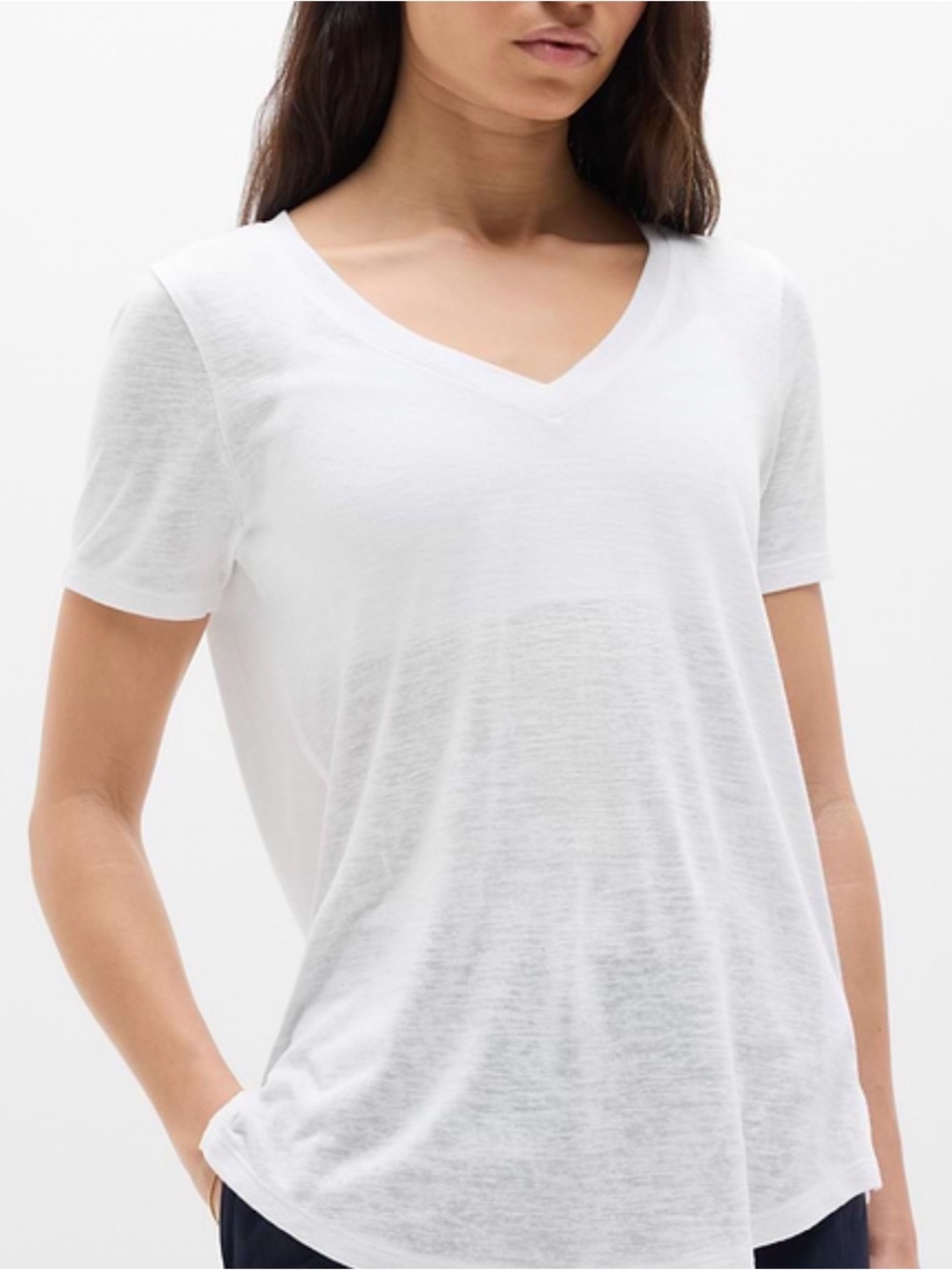 Athleta Breezy Scoop V-Neck Tee in Neon Yellow